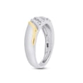 thumbnail image 4 of 1/10 CT Round Cut Natural White Diamond Two Tone Mens Engagement Band Ring In 14K Gold Plated 925 Sterling Silver (Color: I-J, Clarity: I2-I3, 0.10 Cttw) -5.5, 4 of 7