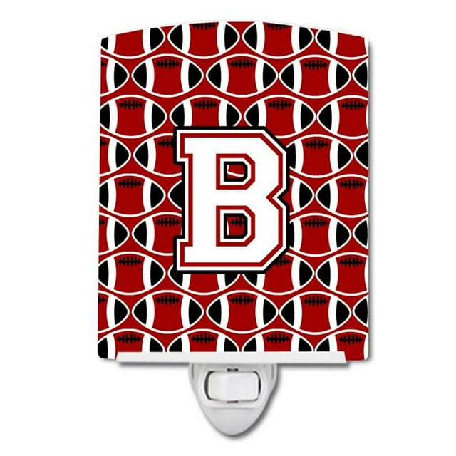 Carolines Treasures CJ1082-BCNL Letter B Football Cardinal & White Ceramic Night Light