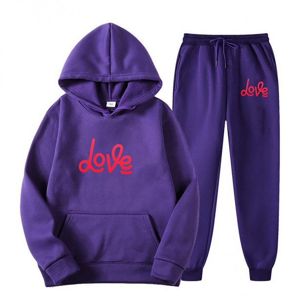 Gibobby Conjunto de Pantalones para Mujer Sudadera con capucha para mujer Primavera e invierno Deportes Casual Color sólido Pantalones Traje(Morado,M)