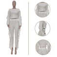 thumbnail image 7 of safuny Women's Casual Suit One Shoulder Neck Dressy Plus Size Suit For Girlfriend Wife Daughter Long Sleeve Solid Color Knitted Tassel Outfits Comfy Casual White S, 7 of 7