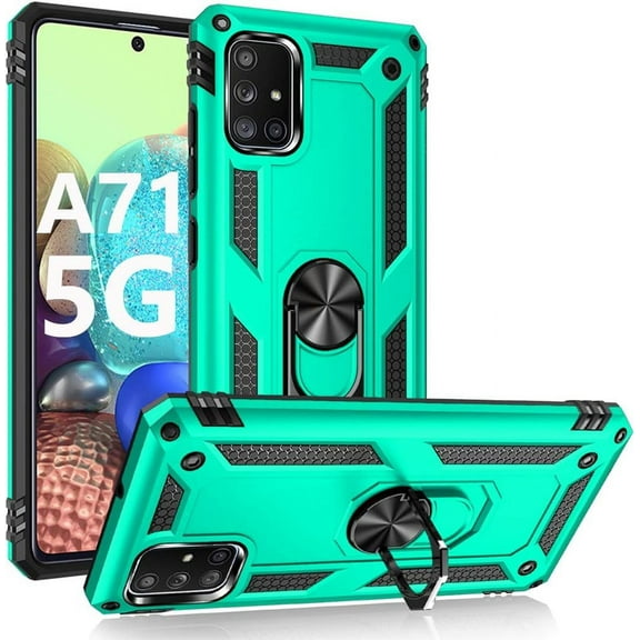 for Galaxy A71 5G Case,A71 5G Case,[NOT for Verizon A71 5G UW] [Military Grade] Ring Car Mount Kickstand Hybrid Hard PC Soft TPU Shockproof Protective Case for Samsung Galaxy A71 5G (Teal)