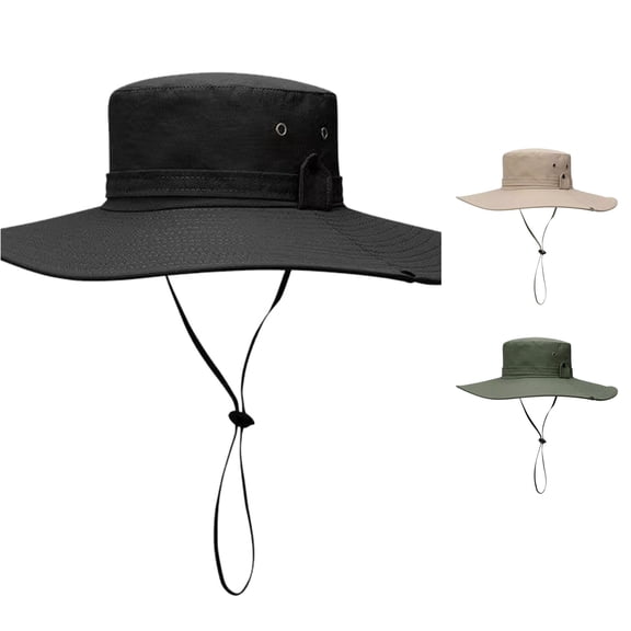 XIAOCHA Womens Adjustable‑Boonie Hat Solid Sun Hat Outdoor Hiking Hat,Black
