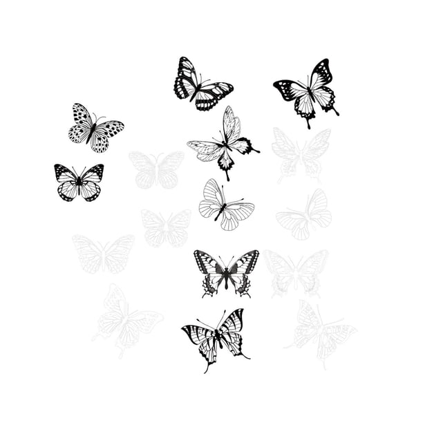 Pegatinas de pared de mariposas 3D DIY Decoración de pared de mariposas para decorar pasteles Floal Estilo C