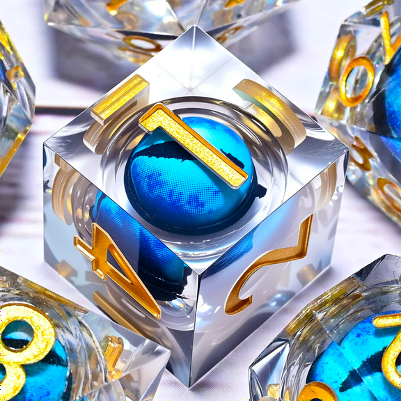 DND Resin Dice 7-Piece Set for Dungeons and Dragons DND 5e RPG Gift, Board Game Tabletop Role Playing Dice Game, Birthday Gift, Christmas, Thanksgiving, Halloween