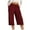 Wine, variant on Mlzmgr Capri Pants Women Wide Leg Drawstring Elastic High Waisted Capris Solid Color Summer Casual Capri Pants