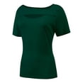thumbnail image 4 of Womens Summer Short Sleeve T Shirts Slim Fit One Piece Cutout Scoop Neck Going Out Date Night Tops, 4 of 5