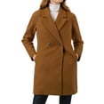 thumbnail image 1 of Unique Bargains Women's Double Breasted Lapel Raglan Long Sleeve Mid Length Overcoat, 1 of 4