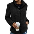thumbnail image 2 of Capreze Women Solid Color Fleece Jacket Loose Zip Up Coat Winter Overcoats With Pockets Outwear Black M, 2 of 3