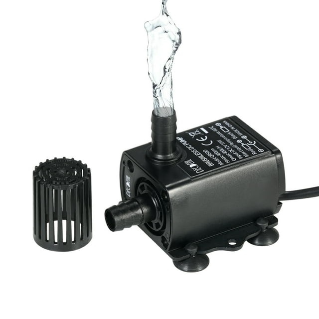 Bomba de agua DC sin escobillas, DC12V 10W / 5.5x2.1mm / 4M / Resistencia a la temperatura 60 ℃ Decdeal Negro 10W