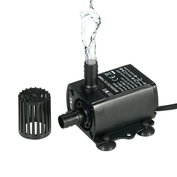 Bomba de agua DC sin escobillas, DC12V 10W / 5.5x2.1mm / 4M / Resistencia a la temperatura 60 ℃ Decdeal Negro 10W