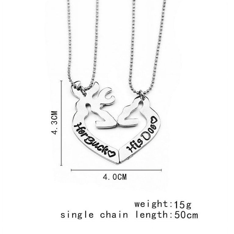 Jeobest Couple Necklace Pendant Love Heart Shape Deer Hunting Matching for Valentine s Gift Alloy Lover Lettering Sweet Couple Necklace