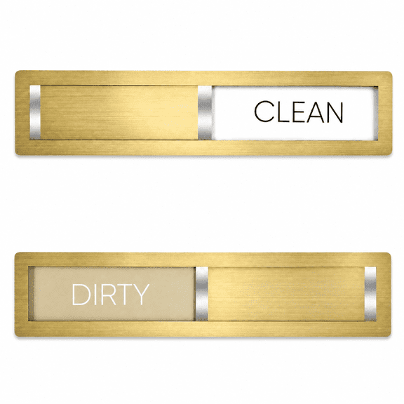 7.1x1.5 Inch Dishwasher Magnet Clean Dirty Sign, 304 Stainless Steel Clean Dirty Indicator with Strong Magnet for Kitchen Home Decor Gift Golden Matte Finish