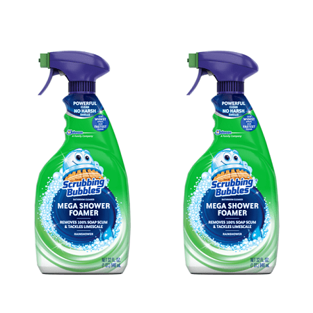 (2 Pack) Scrubbing Bubbles Mega Shower Foamer Spray, Rainshower, 32 Fluid