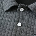 thumbnail image 5 of PNTUTB Men's Stylish Waffle Weave Solid Color Patchwork Casual Long Sleeved Button Lapel Collared Blouse, 5 of 6