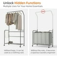 thumbnail image 5 of Rolling Laundry Basket Organizer with Hanging Clothes Rack: 4 Section Laundry Hamper Sorter with Hanging Bar and Heavy-duty Lockable Wheels - Clothes Rack with Laundry baskets, 5 of 16