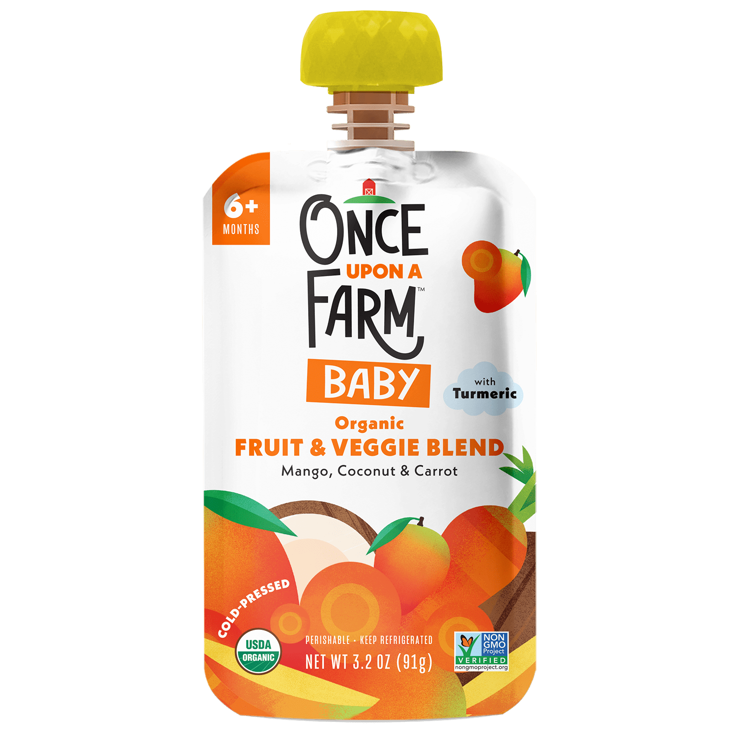 Once Upon A Farm Mango Coconut And Carrot Organic Baby Food Pouch 3 