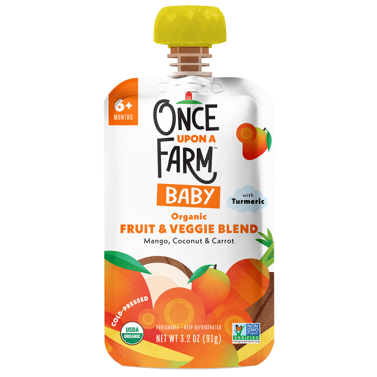 Once Upon A Farm Mango Coconut And Carrot Organic Baby Food Pouch 3 Once Upon A Farm Mango Coconut And Carrot Organic Baby Food Pouch 3