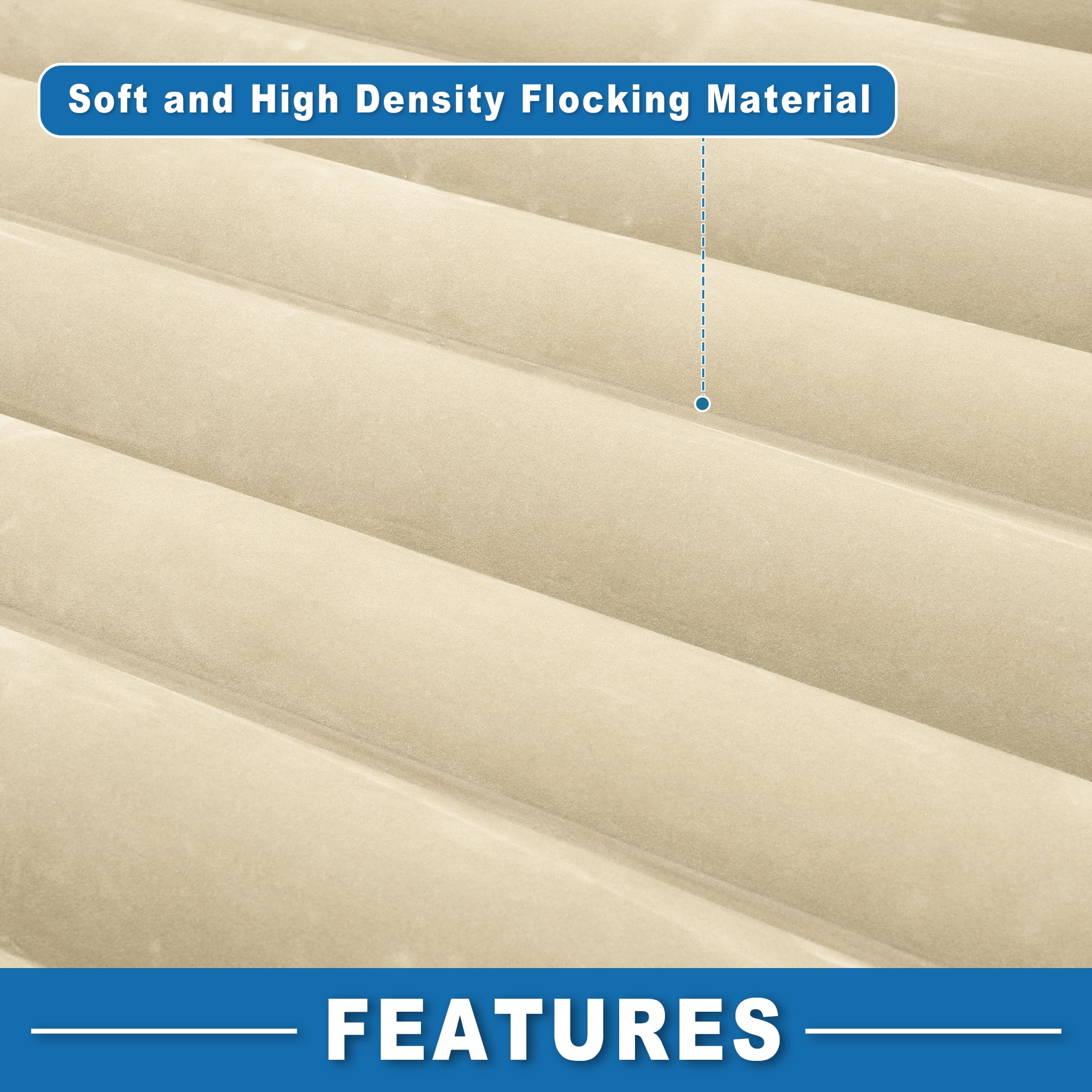 Car Air Mattress Sleeping Mat 50.39"x30.31"x5.91" Back Seat Bed Air Mattress Bed with Pillows Beige