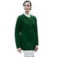 thumbnail image 1 of 100% Irish Merino Wool Ladies A Line Aran Sweater by Carriag Donn Small Green, 1 of 4