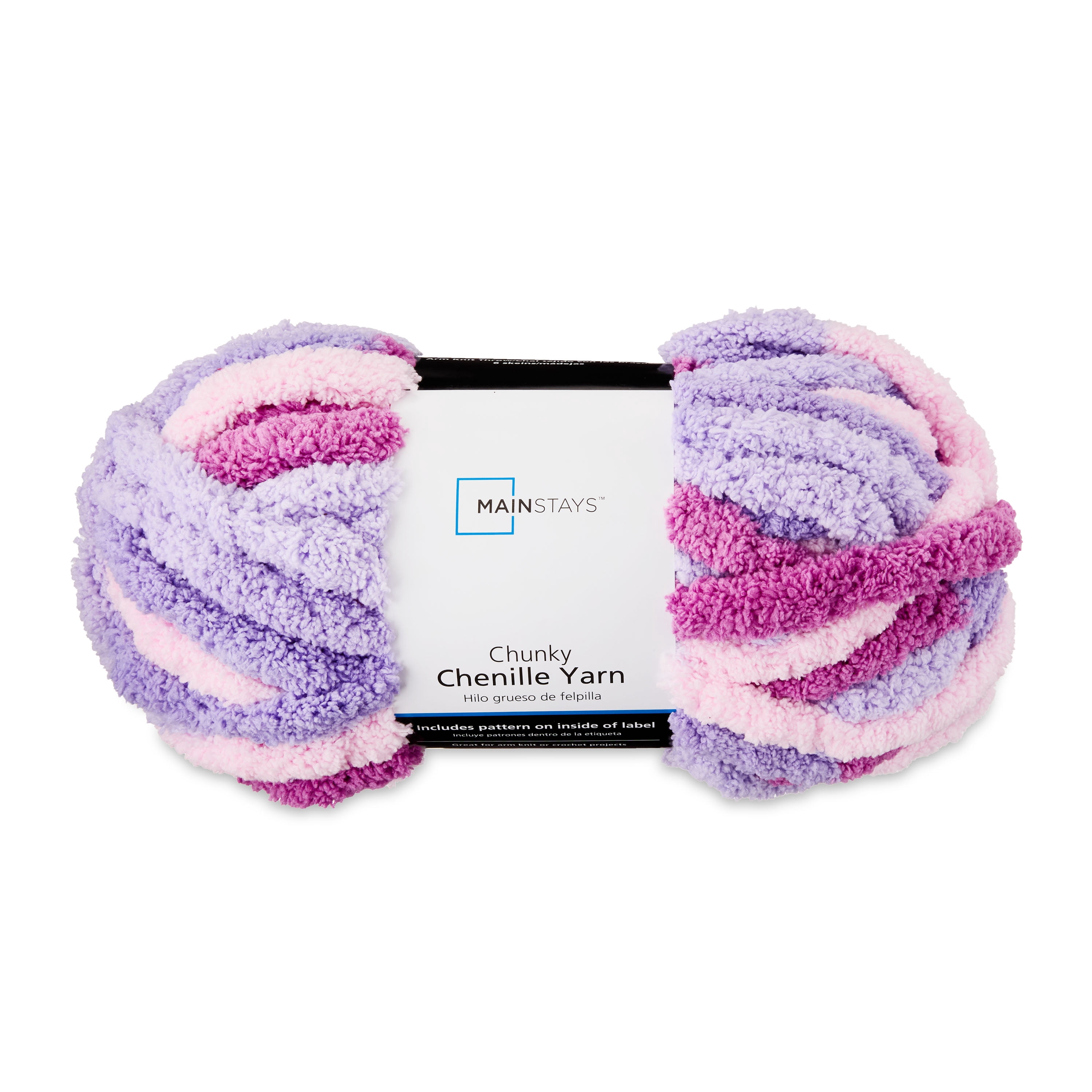 Mainstays Chunky Chenille Yarn, 31.7 yd, Soft Sorbet Multi, 100% Polyester, Super Bulky, Pack of 4
