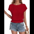 thumbnail image 2 of Blusa Informal Elegante con Mangas y Dobladillo Fruncido para Mujer, Color Rojo, Talla M, 2 of 8