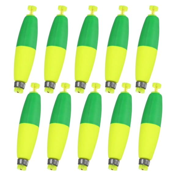 Uxcell 10-Pack Fishing Bobbers Floats, 3 Inch EVA Foam Weighted Bobbers Clip-on Floats Slip Corks Floaters Strong Buoys [Green Yelloww]
