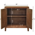 thumbnail image 5 of eHemco Tropical Monstera 2-Door Storage Cabinet, Modern Retro Style, Antique Walnut Finish, 30 x 14 x 31 Inches, 5 of 9