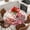 Pink Crimson Beige, variant on Valentine's Day Round Tablecloth, Fitted Table Cover with Elastic for 36"-44" Round Tables, Pink Love Gnomes Roses Ombre Romantic Table Cloth Outdoor Indoor Dinning Party Waterproof Tablecloths