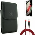 thumbnail image 1 of Case Belt Clip & 10ft USB Cable & Matte Screen Protector for Samsung Galaxy S22 Plus (S22+) - Combo Leather Holster Cover & Type-C Charger Cord Power & TPU Film Anti-Glare, 1 of 25