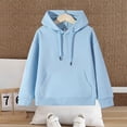 thumbnail image 7 of YDFCWXW Kids Solid Color Hoodie Pullover, Long Sleeve Hooded Sweatshirt Drawstring Kangaroo Pocket Athletic Hoodies for Boys Girls (Blue, 13-14 Years), 7 of 7
