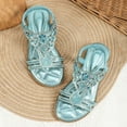 thumbnail image 2 of Huowey Girl Princess Sandals Rhinestone Slingback Sandals Sandals Elastic Ankle Strap Casual Bohemian Beach Shoes, 2 of 8