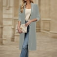 thumbnail image 7 of Oksale Velvet Trench Coat for Women Casual Open Front Cardigan Full Length Overcoat Loose Long Sleeve Outerwear Soft Comfortbale Fall Jackets Gray L, 7 of 7