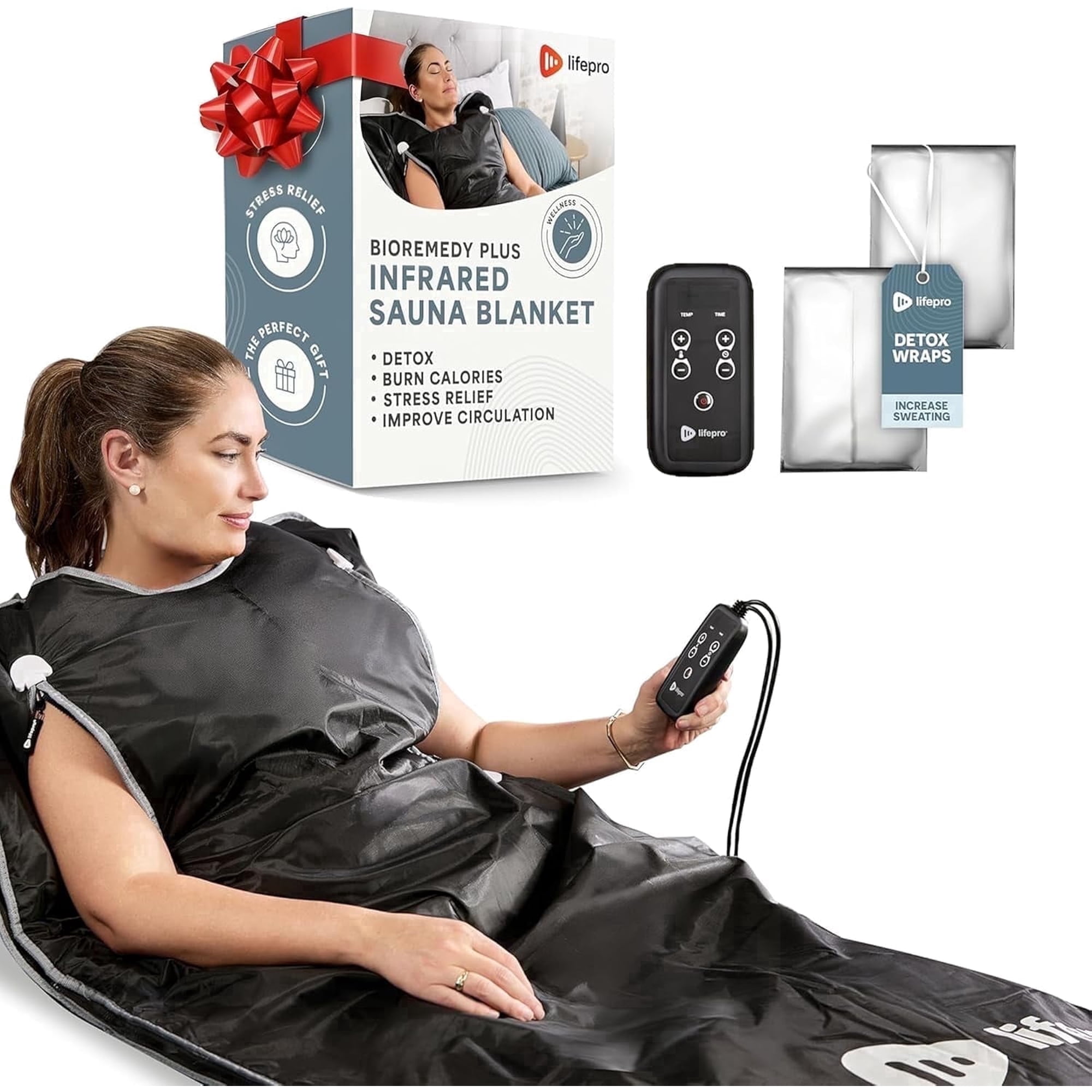 LifePro Infrared Sauna Blanket - Full Body Portable Sauna for Home, Detox & Relaxation, Adjustable Heat Sauna Blanket Infrared - Regular Black