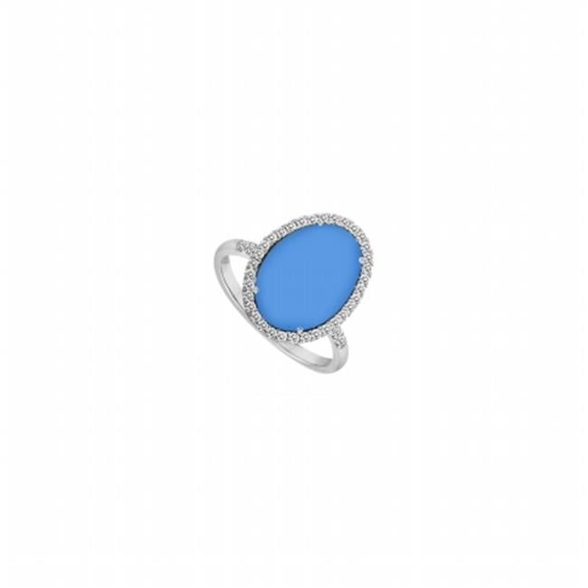 Fine Jewelry Vault UBBK7022AGCZCBU Sterling Silver Blue Chalcedony & Cubic Zirconia Ring 16 CT TGW , 56 Stones by Fine Jewelry Vault