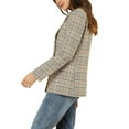 thumbnail image 4 of INSPIRE CHIC Veste pour Femme, Revers Cranté, Double Boutonnage, Blazer à Épaules Rembourrées, TP, Blanc Vert, 4 of 7