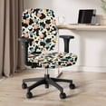 thumbnail image 3 of SCRAWLGOD Daisy Cow Print Black Beige Comfy Office Chair Slipcover Stretch Easy to Remove Swivel Chair Cover Washable Dustproof Desk Rotating Chair Slipcovers, 2 Piece Sets, 3 of 7