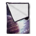 thumbnail image 2 of Galaxy Soft Flannel Fleece Blanket, Outer Space Theme Planets Saturn Mars Neptune Science Fiction Solar Scene Artprint, Cozy Plush for Indoor and Outdoor Use, 50" x 70", Mauve Purple, by Ambesonne, 2 of 5