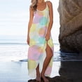 thumbnail image 1 of SMihono Robe Maxi Bohème d'Été pour Femmes Grande Taille Mode d'Été pour Femmes Robe Mi-Taille Sans Manches Imprimée Robe de Plage Slim Robe de Plage, 1 of 4