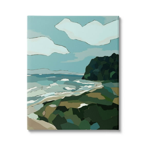 Stupell Industries Cloudy Blocked Beach Cliffs Landscape Graphic Art Gallery Wrapped Canvas Print Wall Art, Design by Nikita Jariwala