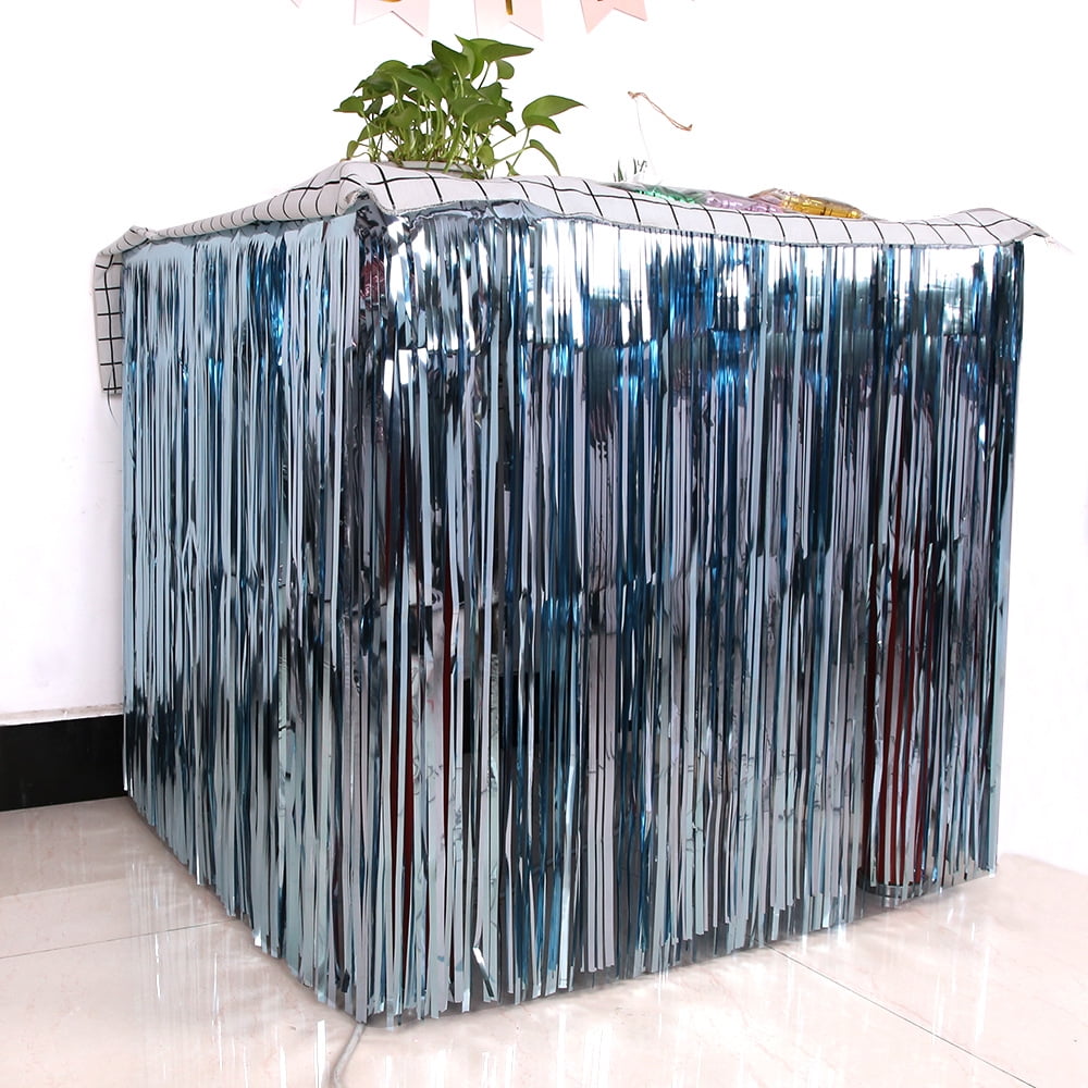 3 Pack 29x108 Inch Metallic Foil Fringe Tinsel Table Skirts Banner for ...