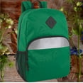 thumbnail image 3 of Solid Color Mesh Side Pocket Backpack with Front Reflective Stripe for Travel, Hiking, Camping, Gym and Commuting in Green, 3 of 7
