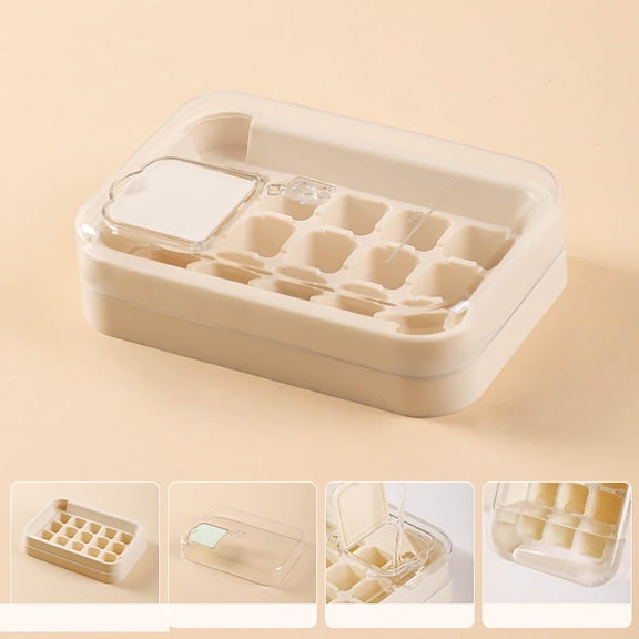 sruoe Ice Cube Trays, Ice Cube Trays for Freezer, Ice Cube Tray with Lid, 15 Pcs Ice Cube, Silicone, Square Ice Lattice, Household Ice Making
