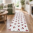 Red Rustic Long Rug Red Berry Runner Rug 2.6'x12', Cherry Polka Dot Dotted Background ...