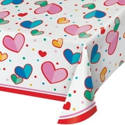 Way To Celebrate Valentine's Day Plastic Table Covers, Two Tone Hearts