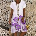 thumbnail image 2 of CENGNIAN Women Summer Casual Wrap Belt Hem Swing Sun Dress Summer Casual For V-neck Beach Floral Print Short Sleeve Loose Dresses, 2 of 5