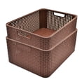 thumbnail image 1 of Paquete De 2 Cajas Organizadoras Duras Tipo Rattan Café, 1 of 5