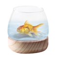 thumbnail image 1 of Macetero de cristal pequeño con soporte de madera Soledad, 1 of 10