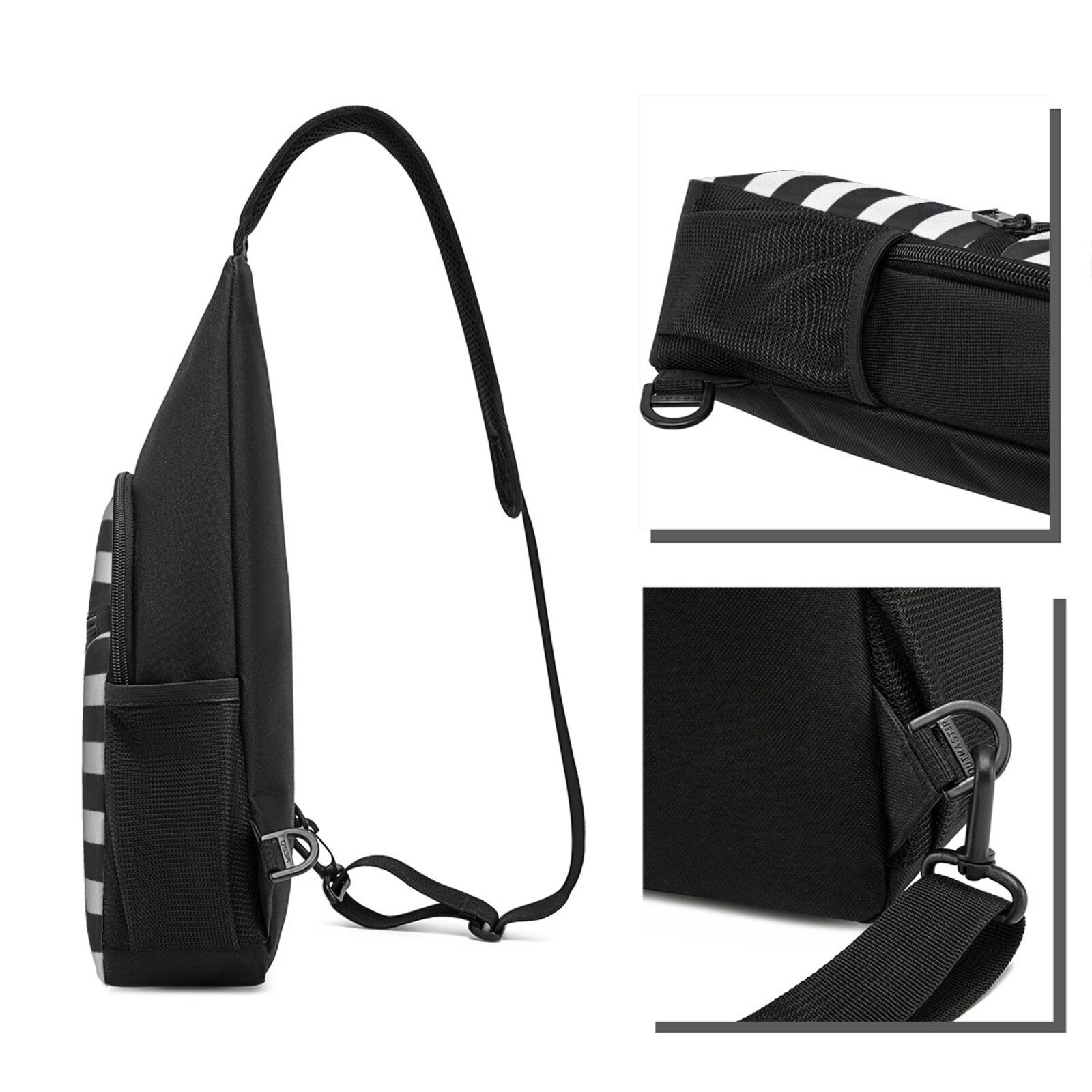 Xecao's Black And White Stripes Print Sling Bag: A Versatile Chest, Shoulder, and Crossbody Backpack for Casual Days Out, Perfect for Both Men and Women