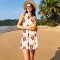 thumbnail image 3 of Logiee Popcorn Print Summer Dresses for Women,Beach Sleeveless Flowy Pocket Tshirt Tank Sundresses,Women's Sleeveless Dress, 3 of 7