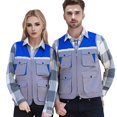 thumbnail image 1 of TOPTIE Reflective Working Vest with 4 Pockets Color Block Zipper Front High Visibility with Reflective Strips-Grey-L, 1 of 6